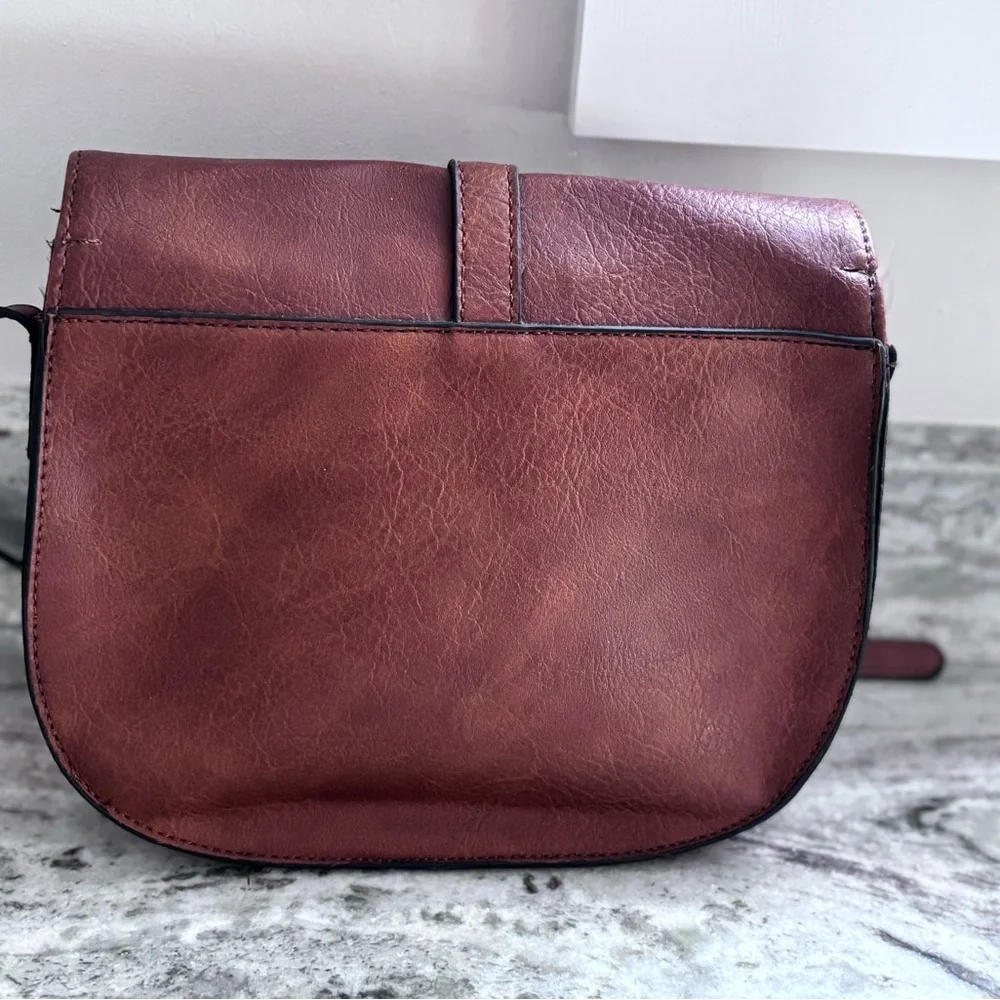 Vegan Leather-Style Saddle Crossbody Bag in Brown - Picture 2 of 10
